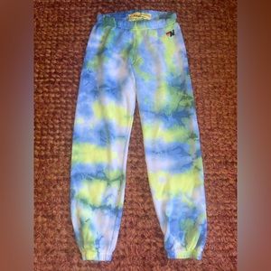 Aviator Nation Green and Blue Tye Dye Sweatpants
